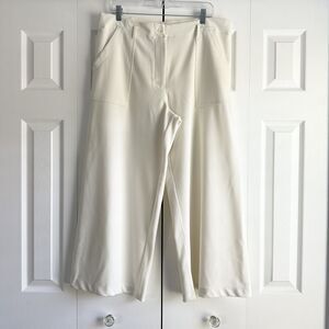Max Studio London Wide Leg Culotte Pants XL Off White Stretch Pull On Minimalist